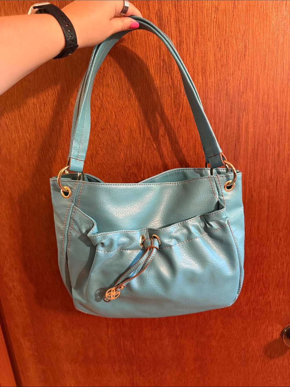 Relic Teal Shoulder Bag with Drawstring Detail